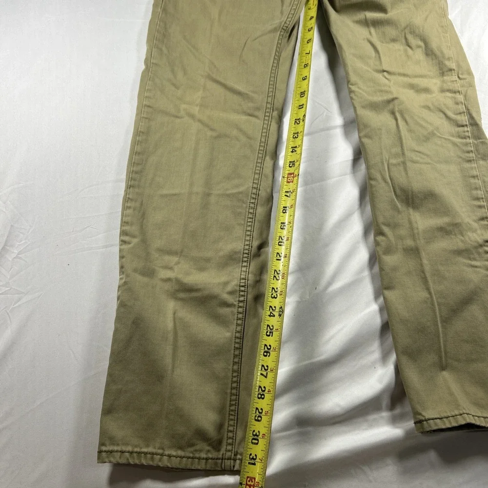 Levis 505 Regular Fit Pants Mens 32x32 Khaki Tan Straight Leg Canvas 100% Cotton
